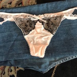 NWT Victoria’s Secret Black and pink tanga thong